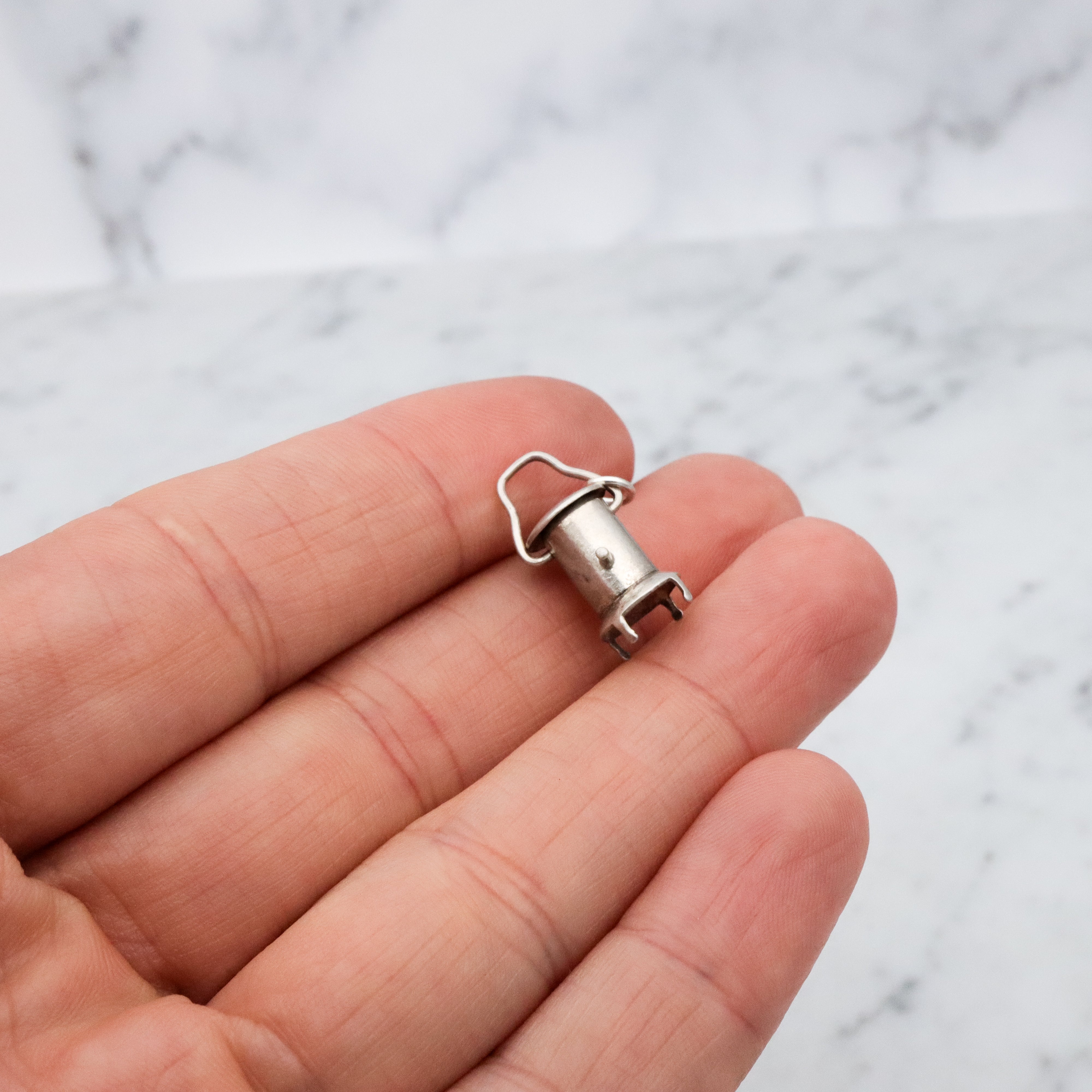 Antique sterling wood stove or lantern charm pendant